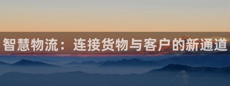 ,优游国际游戏：智慧物流：连接货物与
